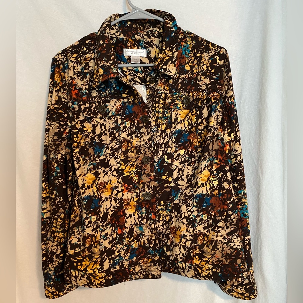 Christopher & Banks Abstract Velvet Feel Petite XL Jacket